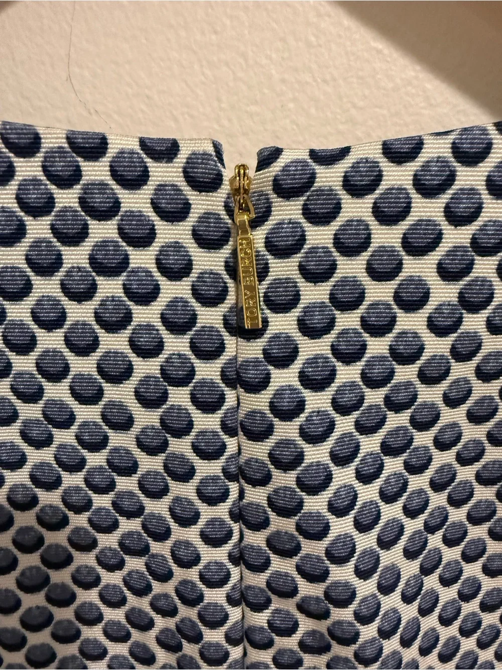 Tory Burch Shania Dress Blue Polka Dot Sz 4 A-Line Work Interview Designer